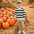 thumbnail image 6 of Resicozy Striped Crew Neck Sweatshirt for Kids Oversized Fleece Pullover Boys Girls Long Sleeve Warm Shirts Casual Lightweight Clothes 3-13 Years Dark Green 120, 6 of 8