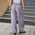 thumbnail image 7 of UAMVSH Cotton Linen Pants for Women Soft Summer Beach Vacation Boho Harem Pants Baggy Smocked Waist Pants with Pockets, 7 of 7