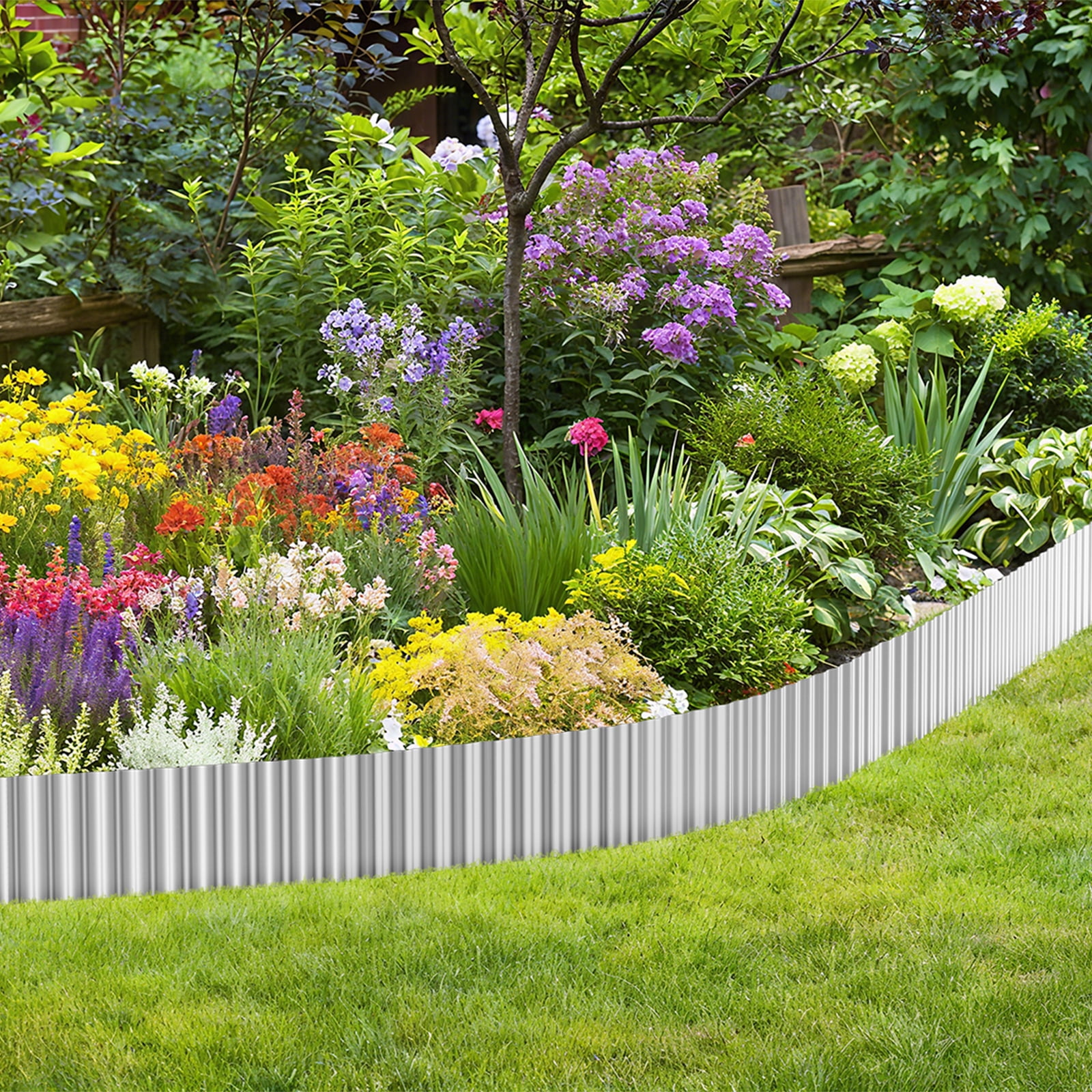 15cm (6in) x 6m (20ft) Galvanized Steel Garden Edging – Flexible Corrugated Border for Flower Beds, Lawns & Landscaping