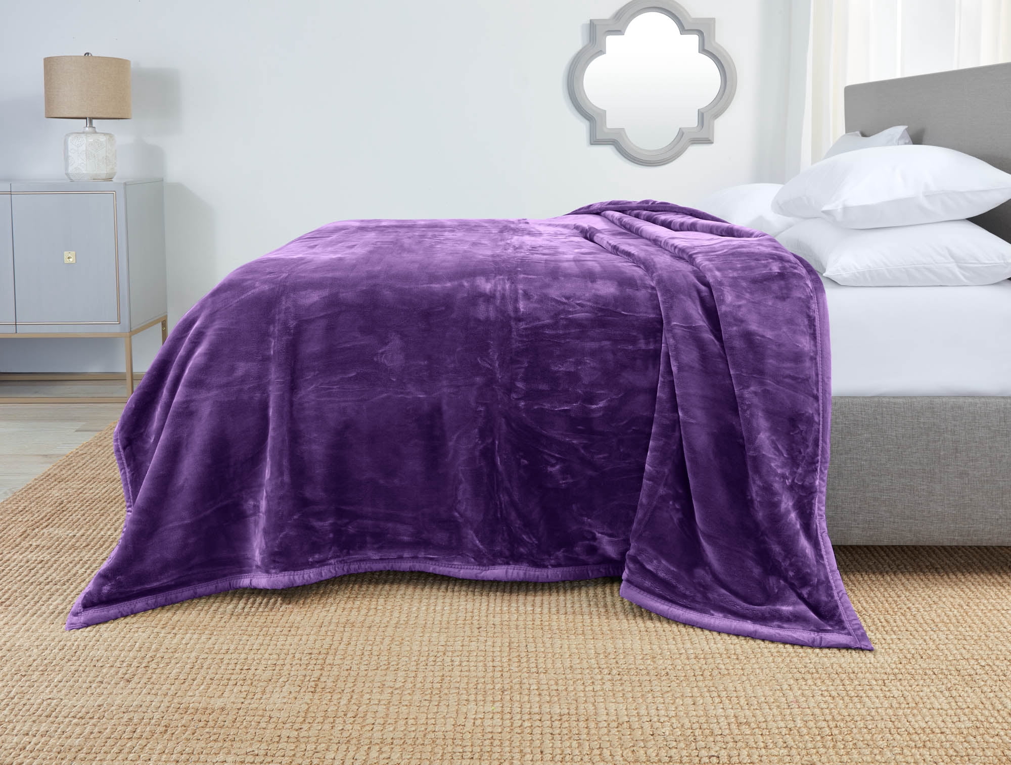 Clara Clark Ultra Plush Heavy Thick Raschel Imitation Mink Bed Blanket, 55 x 82, Eggplant