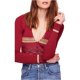 thumbnail image 1 of Suéter Free People con Cuello Henley para Mujer Rojo Grande, 1 of 2