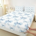 thumbnail image 3 of jejeloiu Kawaii Dot Bowknot Twin Sheet Sets,Cartoon Flower Daisy Twin Fitted Sheet,Blue Bow Bowtie Flat Sheet For Children,Breathable Home Decor,3-Piece, 3 of 7