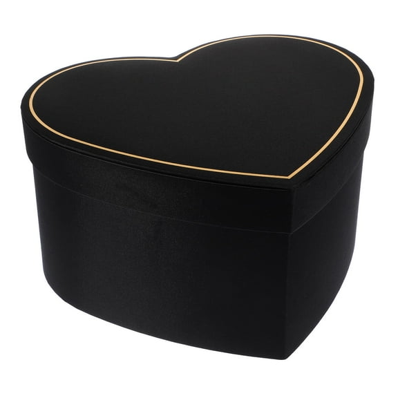 PENIKOKO Heart-Shaped Flower Box with Black Silk Cover, Decorative Valentine’s Day Box for Flowers, 1 Piece