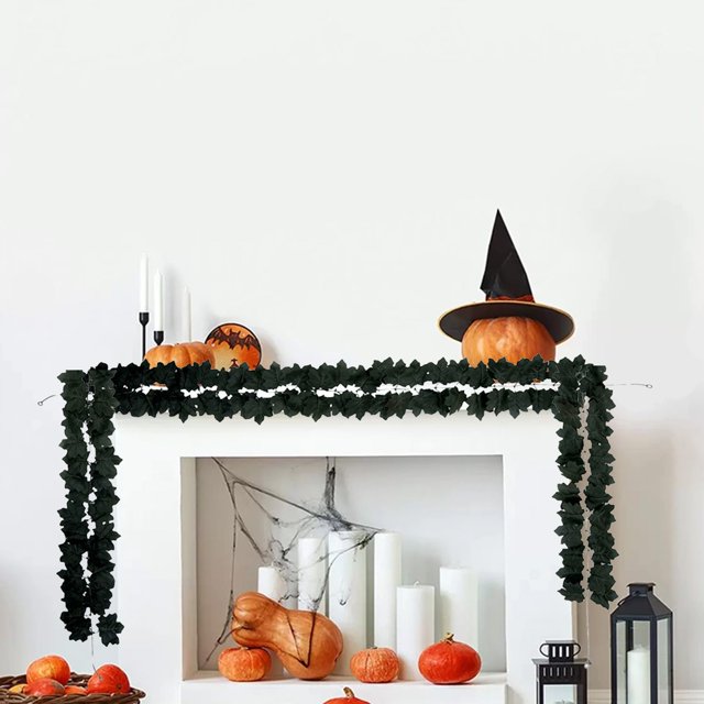 2 Piezas de Hojas de Arce Artificiales para Decoración Del Hogar, Halloween, Decoración Navideña, Enredaderas de Hojas de Arce