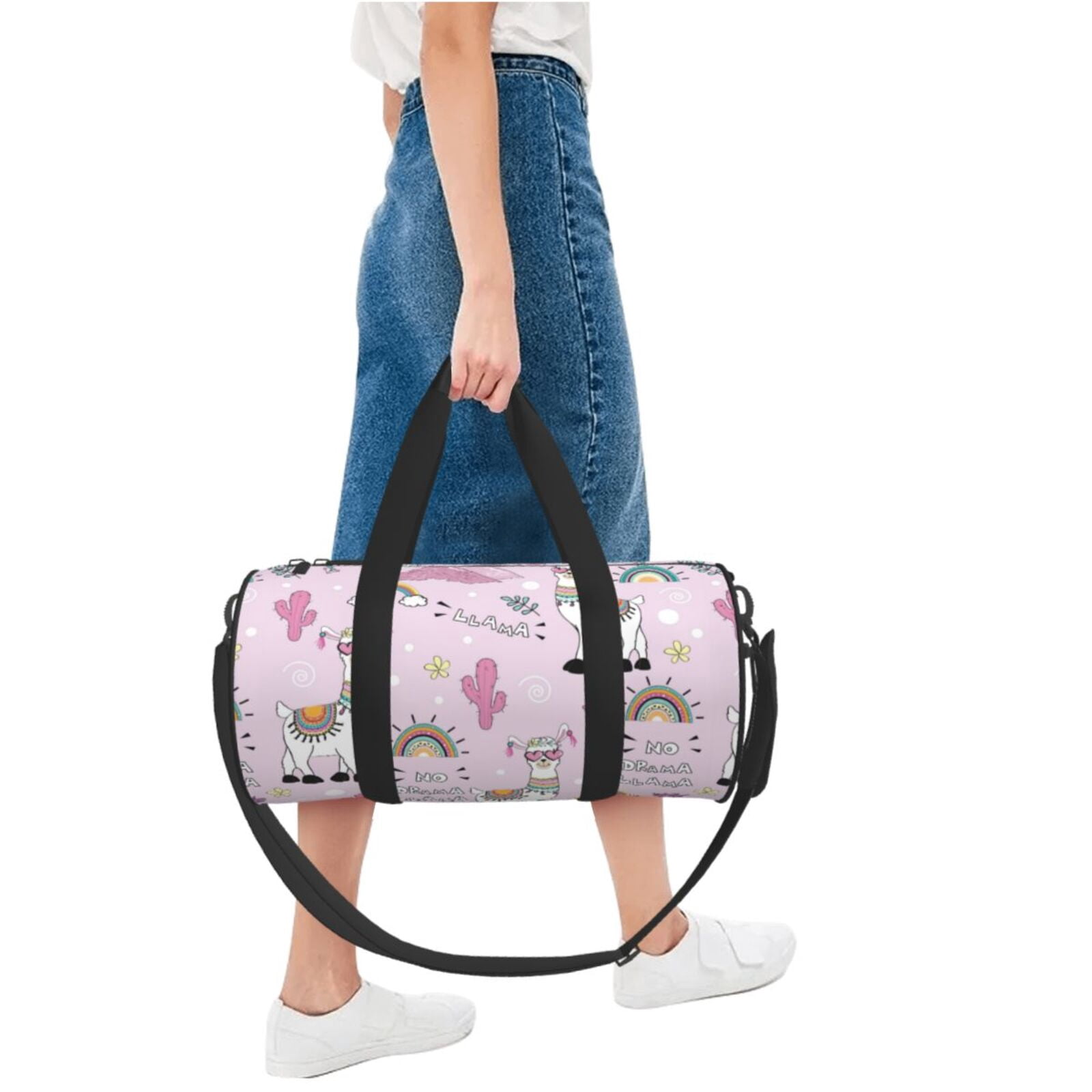 Vsdgher No Drama Llama 45L Foldable Duffel Bag, Sports Gym Bag,Overnight Bag, Portable Weekender Bag for Airplanes