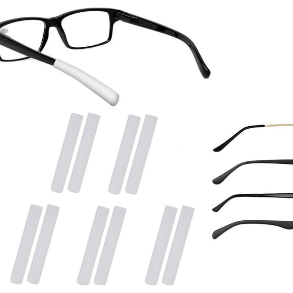 GIXUSIL 5 Pairs Soft Eyeglass Ear Cushions, Silicone Eyewear Ear Pads, Glasses Temple Covers, Anti-Slip Eyewear Arm Cushions Elastic Retainer for Sunglasses Eyeglasses - White