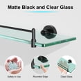 thumbnail image 4 of Woindo Bathroom Glass Shelf with Railing, Floating Tempered Glass Bathroom Wall Shelf Rectangle 20 Inch Shelves Black Bracket Mount Modern, 4 of 14