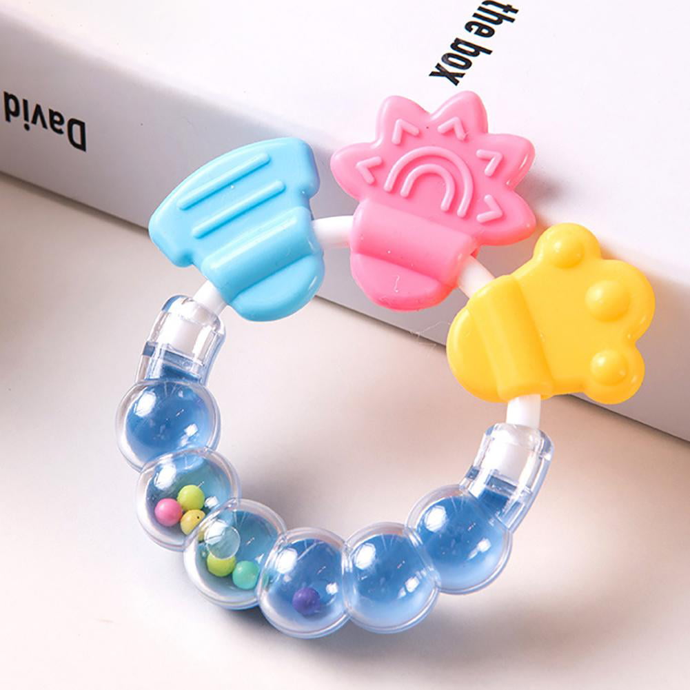 Baby Teether Rattle Soft Silicone Kids Chewing Bite Handbell Toys Gift HY 