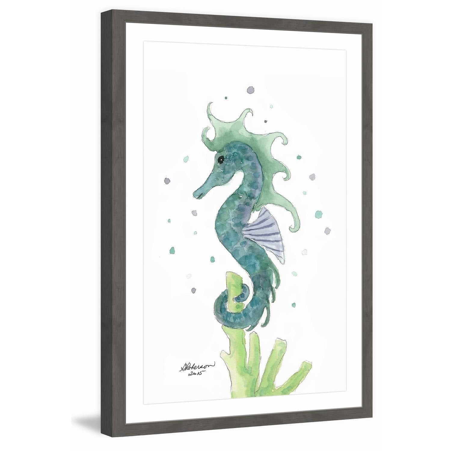 "Blue Sea Horse" Framed Painting Print