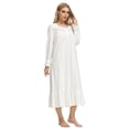 thumbnail image 4 of SWSMCLT Women's Long Sleeve Pajamas Long Nightgown Soft Vintage Princess Loose Lightweight Lace Sleepwear White0315 XX-Large, 4 of 4
