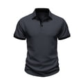 thumbnail image 5 of Yifymode Men's Textured Knit Short Sleeve Polo Shirt, Contrast Collar Regular Fit Everyday Casual Top Dark Gray 3XL, 5 of 6