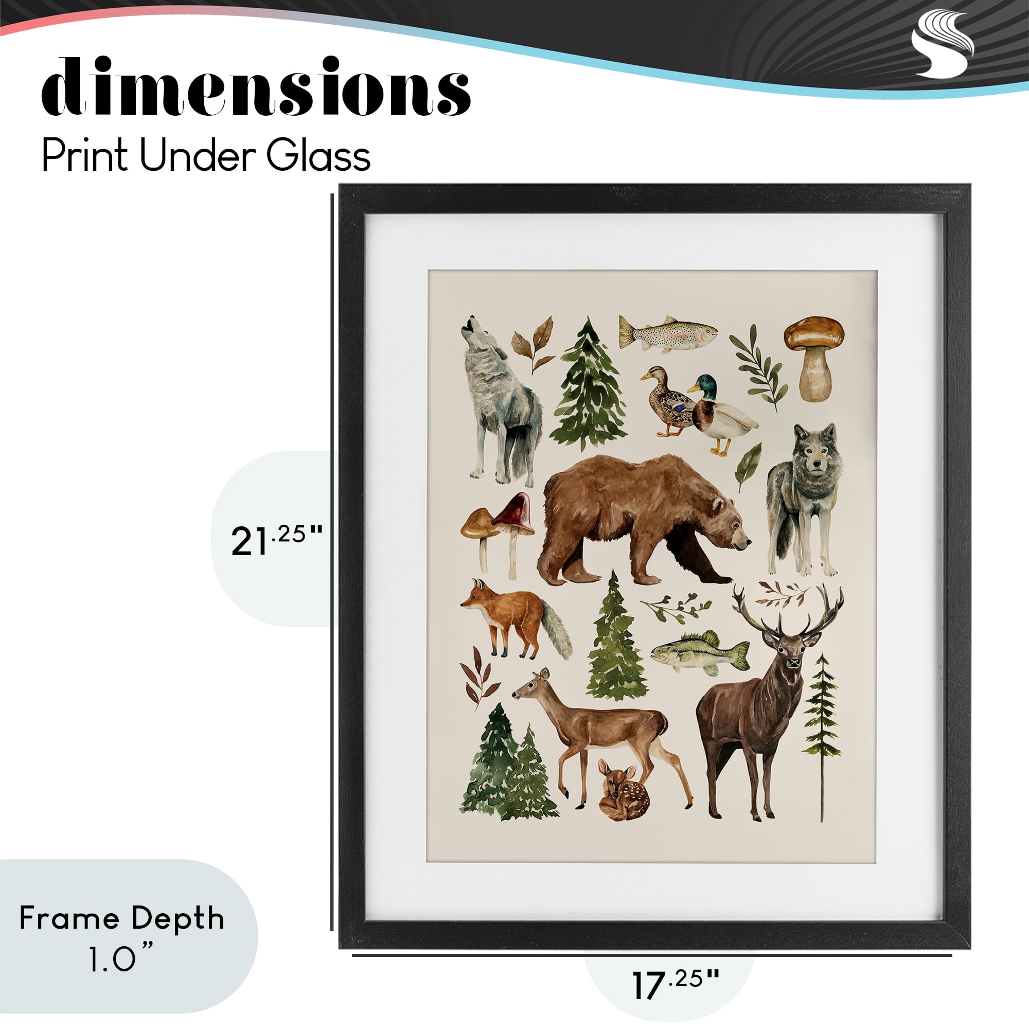 Stupell Industries The Wild Wood Animals Black Framed Print Under Glass, design by Bethany Sandoval