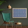 thumbnail image 2 of Indigo Wall Art with Frame, Hand Drawn Sketchy Like Zig Zag Inner Design with Rectangular Shapes, Printed Fabric Poster for Bathroom Living Room Dorms, 35" x 23", Petrol Blue and White, by Ambesonne, 2 of 2