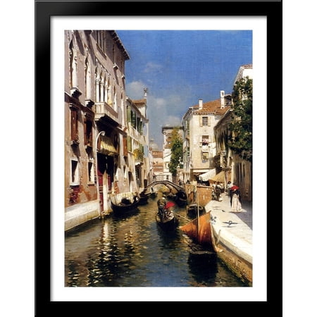 Venezia 28x36 Large Black Wood Framed Print Art by Rubens Santoro