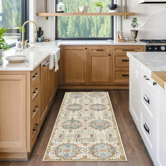 Crystal Print Kiran Bohemian Moroccan Beige Area Rug, 2x6