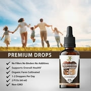 Mushroom Complex Extract Organic Non GMO Tincture Liquid Herbal Drops 2 Fl Oz