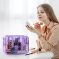 thumbnail image 4 of Bolsa de maquillaje UUYUUY PVC transparente impermeable para mujer, color morado, 4 of 7