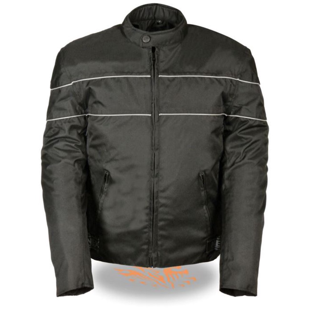 Milwaukee Mens Scooter Style Textile Jacket w/Reflective Stripes Black