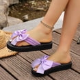 thumbnail image 6 of BADHUB Women's Flower Casual Flip Flops Boho Open Toe Slip On Bowknot Flat Dressy Sandals Beach Vacation Slippers Purple 36, 6 of 6