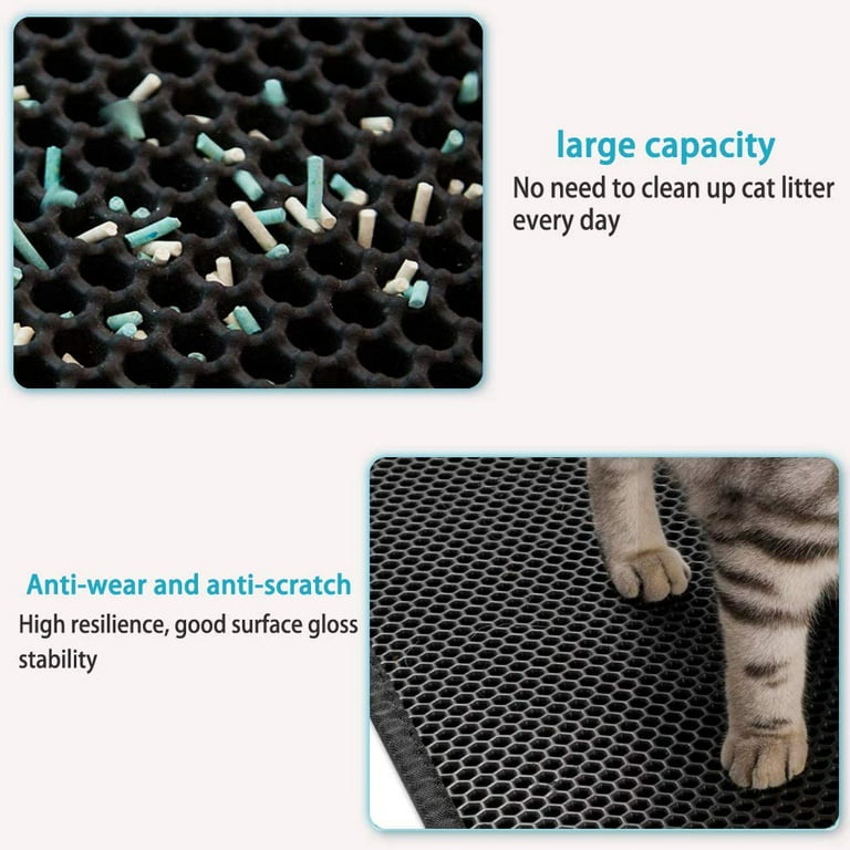 kaxionage Cat Litter Mat, 15 X 24 Kitty Litter Mat, Honeycomb Double  Layer Trapping Litter Mat Design,Waterproof Urine Proof Cat Mat,Easy Clean  Scatter Control (Grey)
