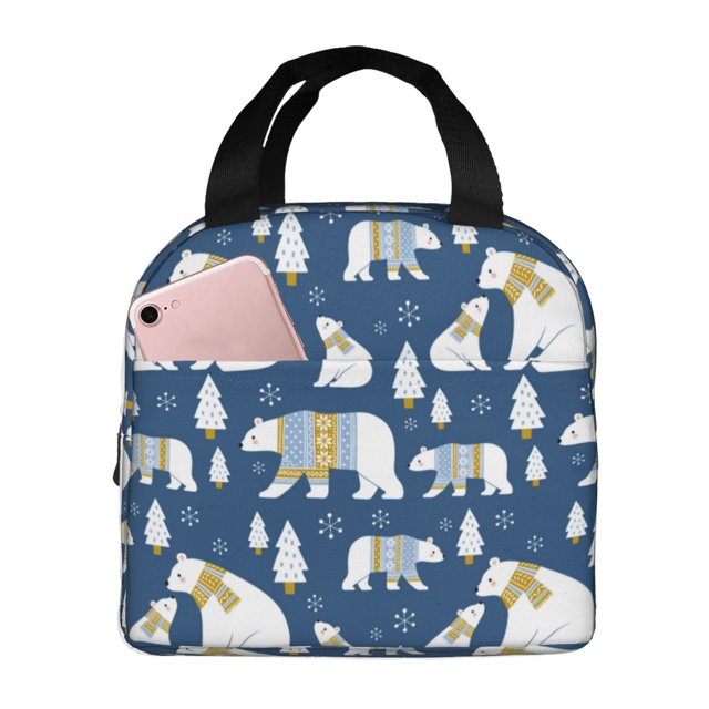 Disketp cute winter bear Bolsa Térmica para Almuerzo para Hombre y Mujer, Ideal para Trabajo, Senderismo y Picnic