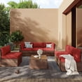 thumbnail image 2 of Aoxun 14-Piece Outdoor Cushion Set - Water Repellent Replacement Cushions for L-Shaped Deep Seat Patio Sofas, 6-Seat Wicker Furniture Cushions Wine, 2 of 8