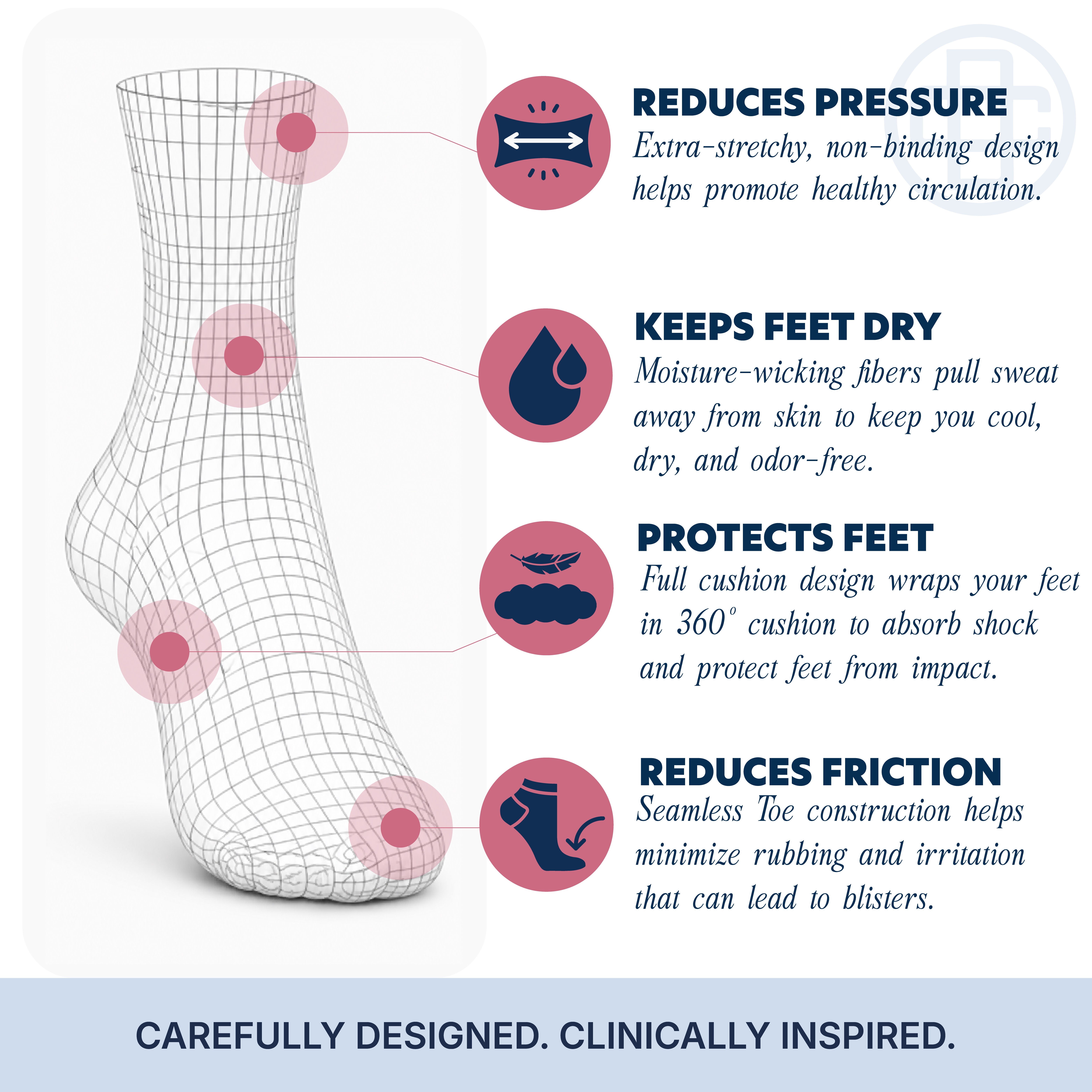 Doctor's Choice Diabetic Full Cushion Crew Women's Socks, Medium, Women's Shoe Size 6-10, 4 Pack