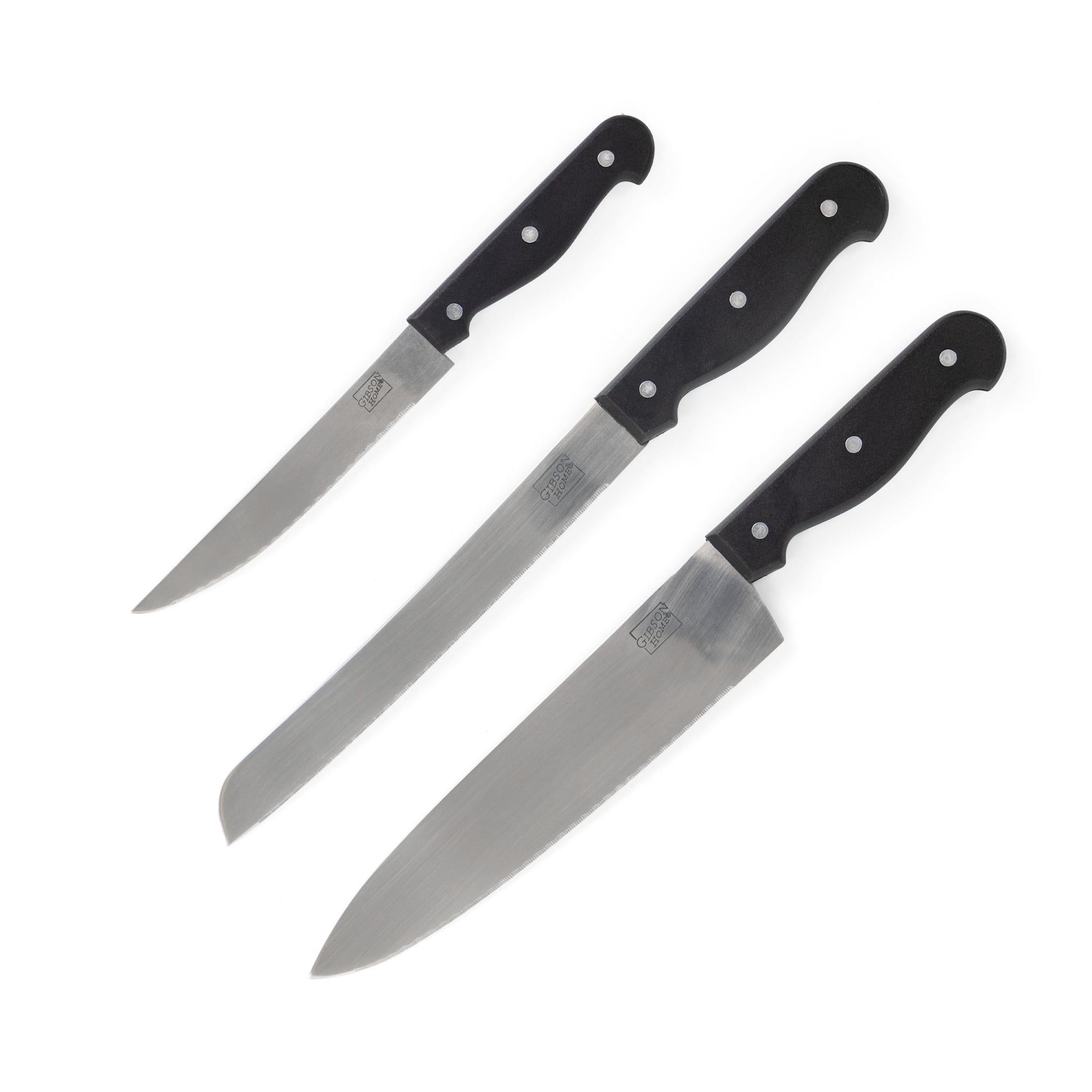 Gibson Home Westover 13 Piece Stainless Steel Cutlery Set in Black with Wood Storage Block