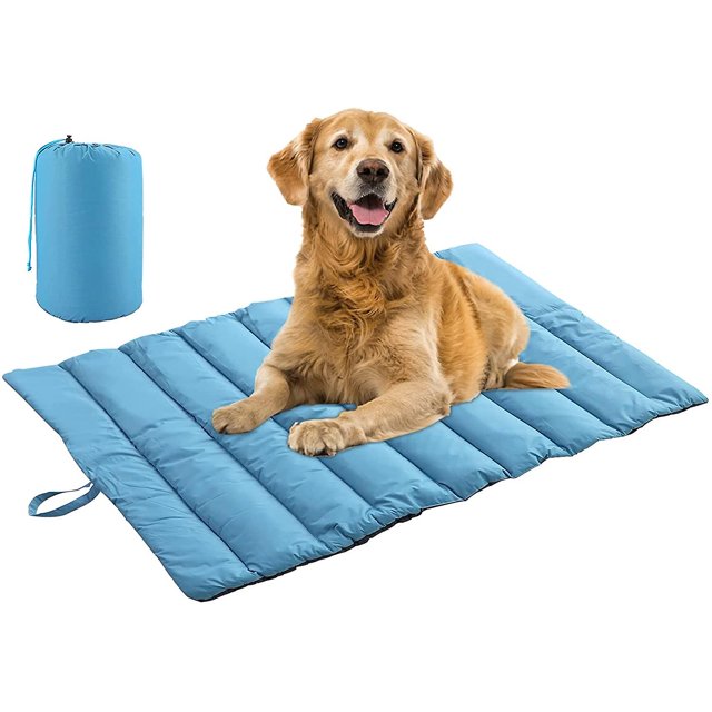 Cama para perros Cojín grande para perros Estera portátil para perros Cesta para perros Estera impermeable para perros para interiores y exteriores, duradera, plegable, 120 x 68 cm, azul. Afortunado Sencillez