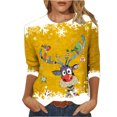 thumbnail image 2 of Hauts d'Été pour Femmes, Imprimé Décontracté de Noël, Manches Trois-Quarts, Col Rond, en Solde, 2 of 4