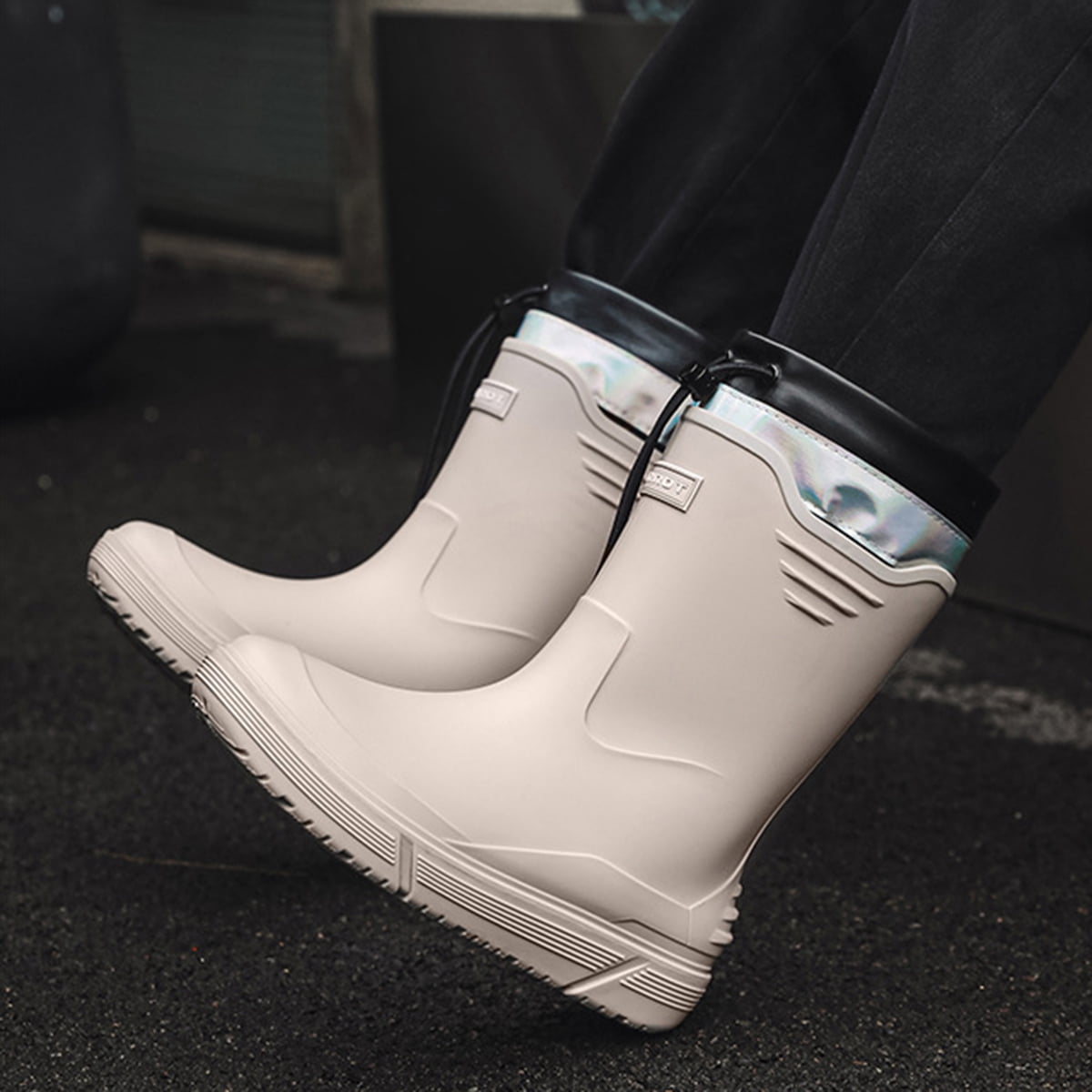 AUXDIQ Rain Shoes Men Mid-calf Boots Waterproof Rain Boots Outdoor Garden Shoes