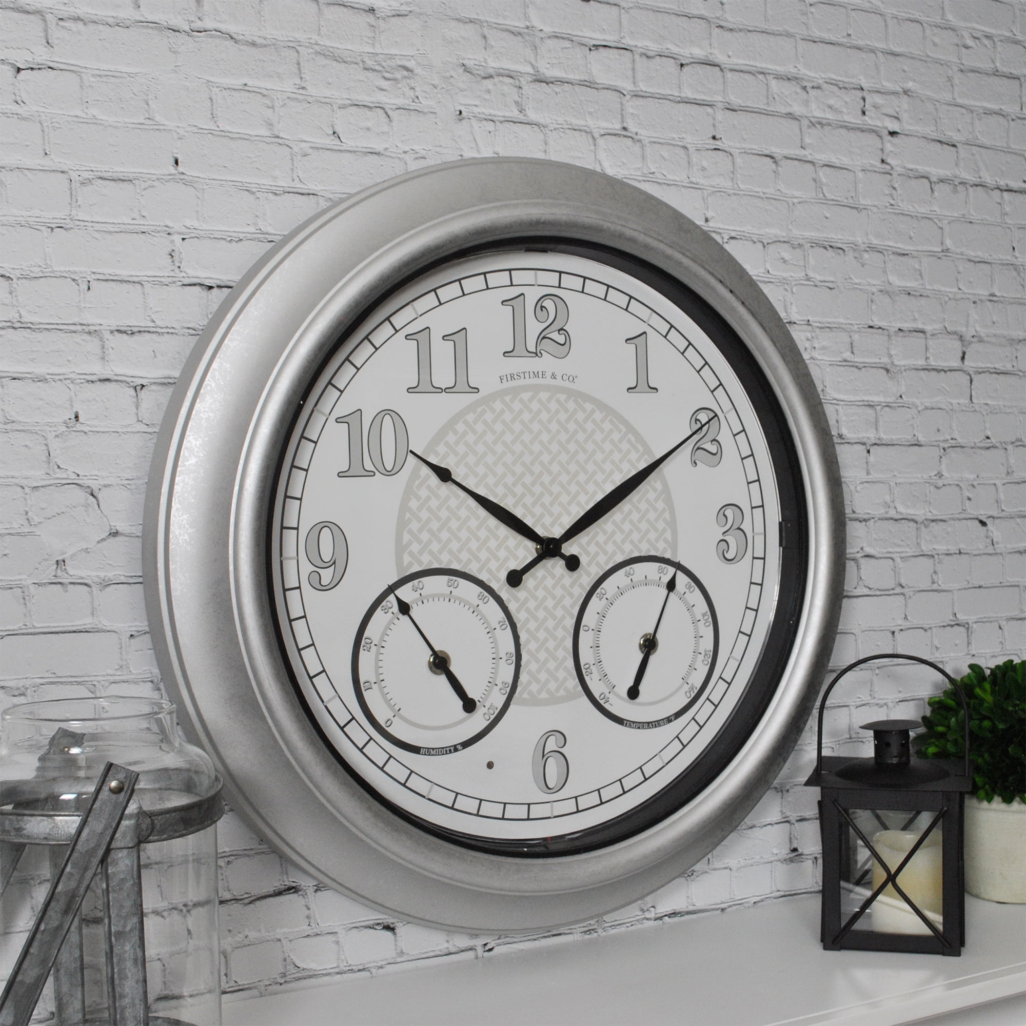 Firstime And Co® Radiant Led Outdoor Clock Galvanized Silver 18 In