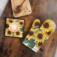 thumbnail image 5 of Sunflowers Bouquet Kitchen Oven Mitt and Pot Holder Sets 2 Pcs for Baking, Cooking and Grilling, Heat Resistant Up To 392 °F, 5 of 7