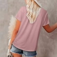 thumbnail image 5 of Wycnly Womens Tops Plain Short Sleeve V-Neck Tee Shirts Summer Casual Solid Loose Lapel Quarter Zip Pullover Blouses Pink S Clearance Clothes, 5 of 7