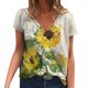 thumbnail image 1 of Gibobby Camisa moda Camisetas de verano de manga corta de talla grande para mujer, camisetas de entrenamiento informales con cuello en V, túnica Floral suelta, camisetas básicas（Verde， L), 1 of 5