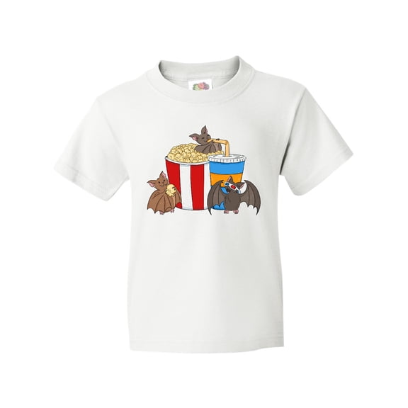 Inktastic Movie Loving Bats with Popcorn and Soda Youth T-Shirt