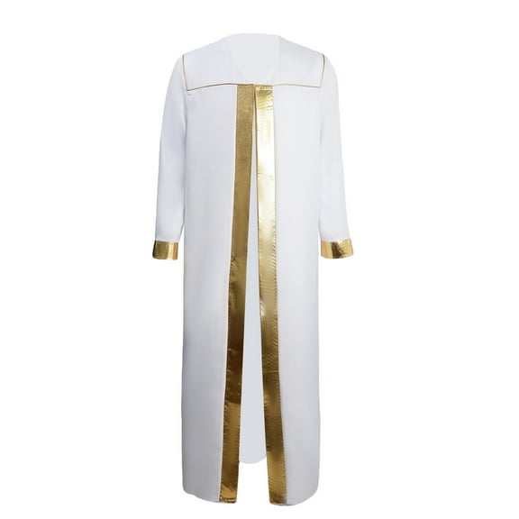 RongHuan Choir Robes for Men Crew Neck Muslim Robe Fashion Color Block Gown Long Sleeve Robes