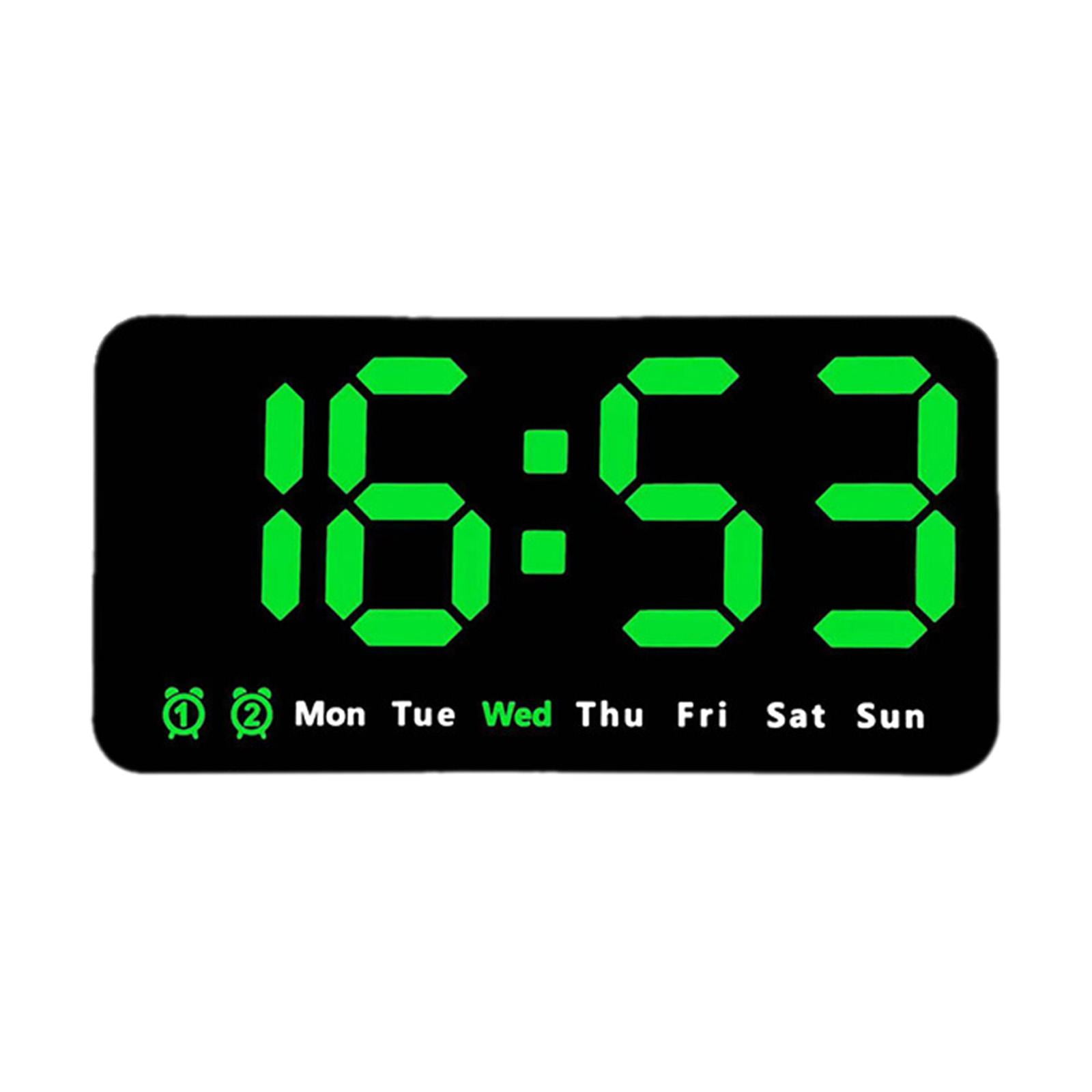 WLPZXP Digital Clock Desk Calendar Temperature Large Display LED Alarm Clock Wall Clock Green