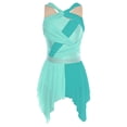 thumbnail image 3 of dPois Robe de Danse Sans Manches Irrégulière pour Femmes Justaucorps de Ballet Patinage Artistique Robe de Danse Moderne Vert m, 3 of 5