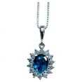 thumbnail image 3 of 2ct Oval Natural Blue Sapphire Platinum Silver Pendant Necklace, 3 of 4