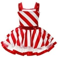 thumbnail image 2 of Kaerm Girls Candy Cane Striped Christmas Party Dance Costume Ballet Dance Leotard Tutu Dress Red 14, 2 of 8
