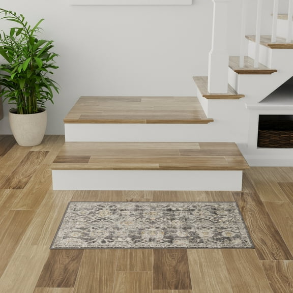 Nourison Oushak Home 2' x 4' Charcoal Vintage Indoor Rug