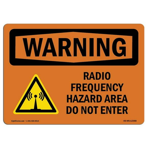 SignMission OS-WS-D-35-L-12368 OSHA Warning Sign - Radio Frequency Hazard Area with Symbol