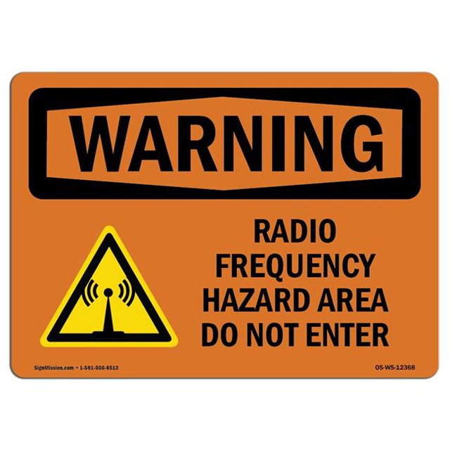 SignMission OS-WS-A-1218-L-12368 12 x 18 in. OSHA Warning Sign - Radio Frequency Hazard Area with Symbol