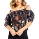thumbnail image 1 of Blusa con Hombros descubiertos GUESS Bird of Paradise para mujer negra grande, 1 of 1