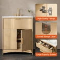 thumbnail image 2 of 30 Inch Bathroom Vanity with Ceramic Sink, Freestanding Bathroom Sink Cabinet with Fluted Doors, 2 Doors and 1 Drawer, Adjustable Shelf, Modern Bathroom Storage Combo, Natural Oak, 2 of 10