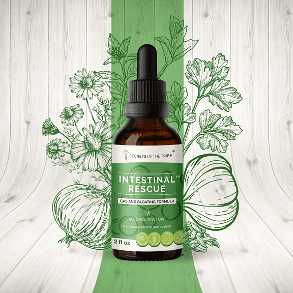 Intestinal Rescue Alcohol Extract, Tincture, Parsley, Chamomile, Caraway, Garlic, Onion, Peppermint. Gas and Bloating Formula 2 oz