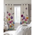 thumbnail image 2 of Vintage Flowers Blackout Curtains for Bedroom, Thermal Insulated Window Treatment, Watercolor Butterfly Dragonfly Daisy Beige Grommet Top Blackout Draperies and Drapes for Basement 27.5"x39" 2 Panels, 2 of 8