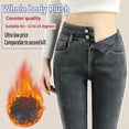 thumbnail image 2 of Fjofpr Jeans for Women Stretchy Jeans for Women Trendy Slimming High Waisted Jeans for Women Skinny Womens Soild Winter High Waisted Thick Flannel Pants Stretch Keep Warm Jeggings, 2 of 8