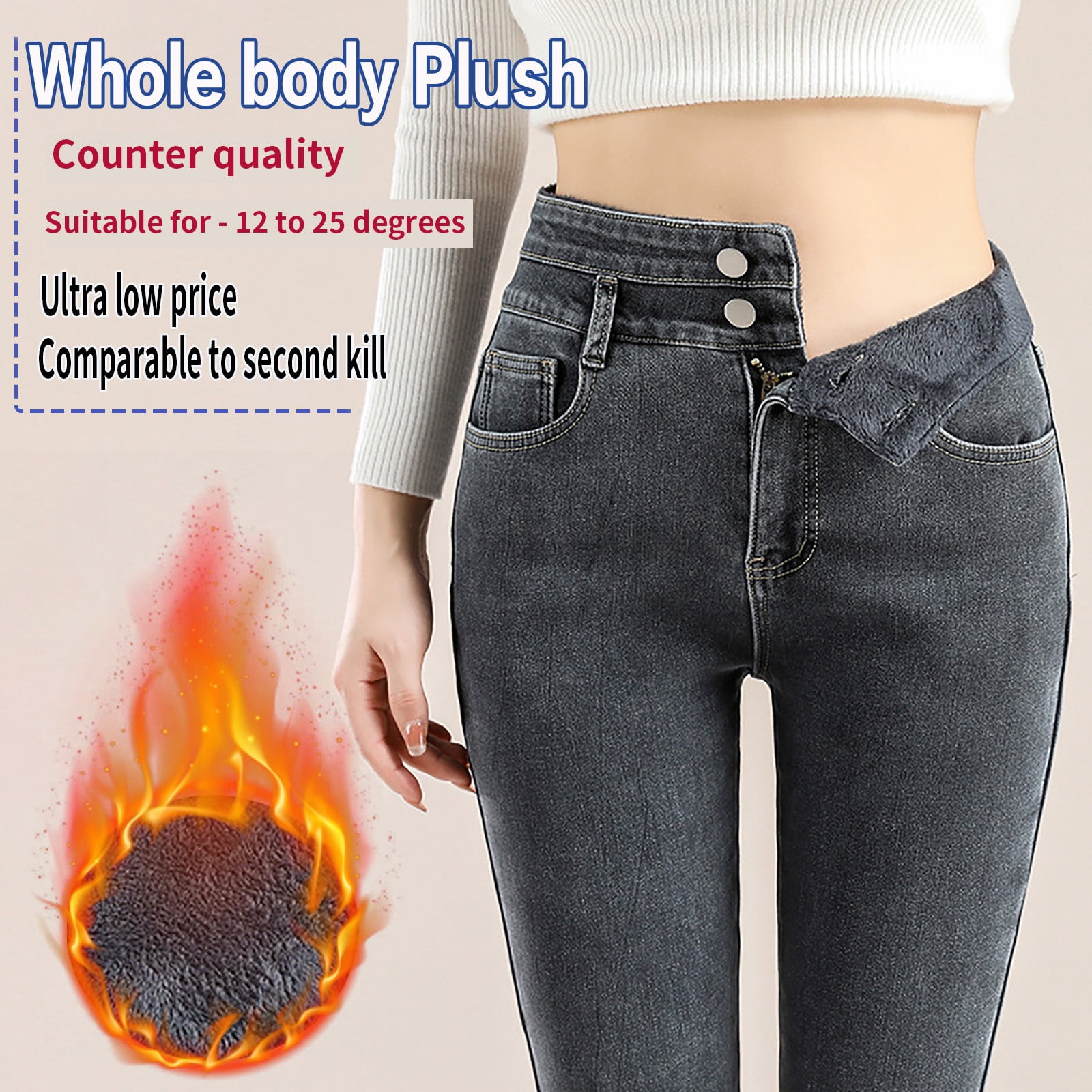 XZNGL Womens Jeggings High Waisted Womens Soild Winter High Waisted Thick Flannel Pants Slim Fit Stretch Keep Warm Jeggings High Waisted Pants for Women Winter Pants for Women Warm Walmart